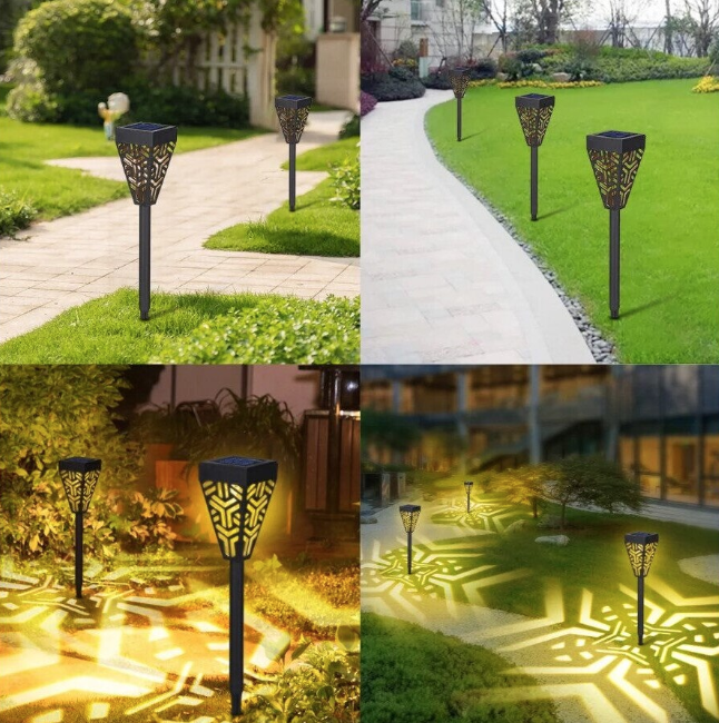 Lampa solara decorativa pentru gradina, 2 in 1, suspendata sau infipta, negru, cu lumina alba calda