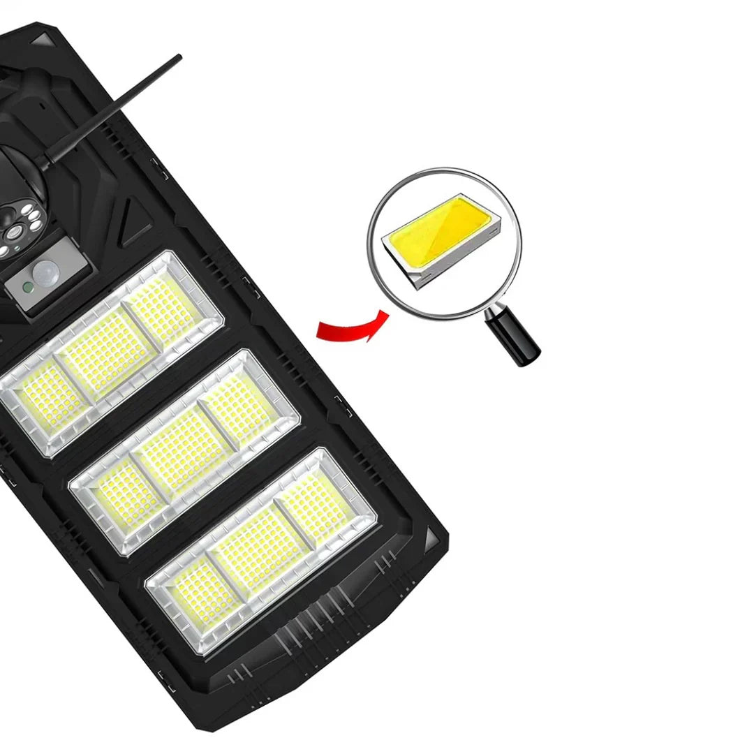 Lampa solara stradala LED, camera de supraveghere, Rotativa, 4G cu SIM, 300W