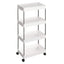 Carucior organizator slim portabil cu 4 rafturi, alb, 39 x 12.5 x 86 cm