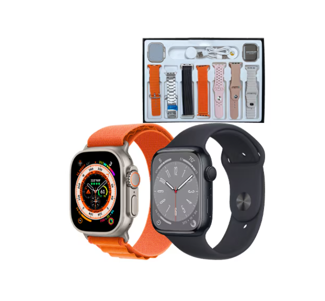 Set 2 Smartwatch Bluetooth WS-L9 pentru El si Ea de 49 mm cu 7 curele disponibile si 2 carcase